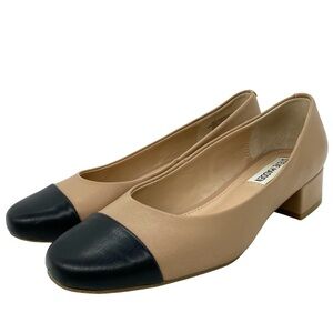 Steve Madden Blair Cap Toe Block Heel Ballet Flats Leather